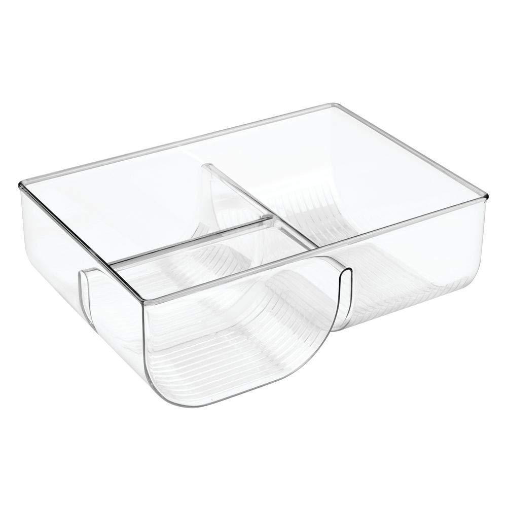 Online shopping food storage container lid holder 3 compartment plastic organizer bin for organization in kitchen cabinets cupboards pantry shelves clear