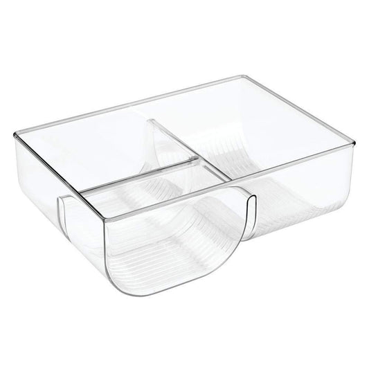 Try food storage container lid holder 3 compartment plastic organizer bin for organization in kitchen cabinets cupboards pantry shelves 2 pack clear