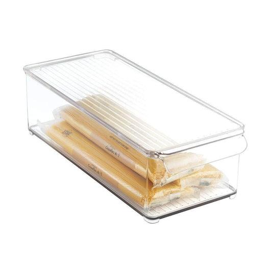 Buy plastic food storage container bin with lid and handle for kitchen pantry cabinet fridge freezer organizer for snacks produce vegetables pasta 8 pack clear