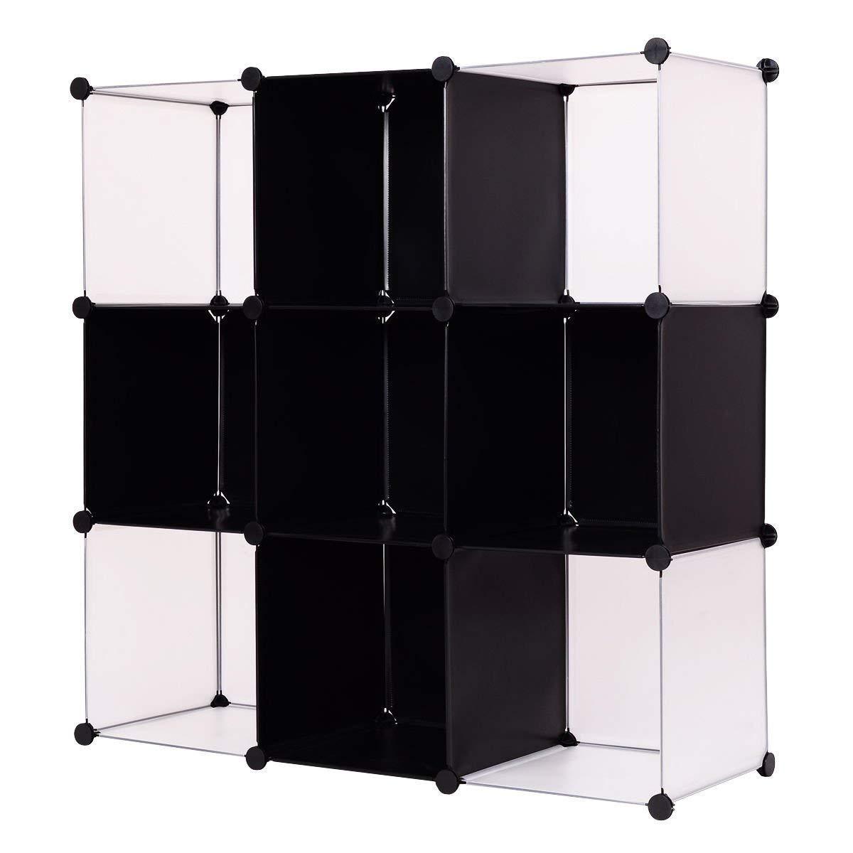 Cheap tangkula cube storage organizer 9 cube bookshelf diy plastic closet cabinet modular bookcase storage shelving for bedroom living room office 43 5l x 14 6 w x 43 5h