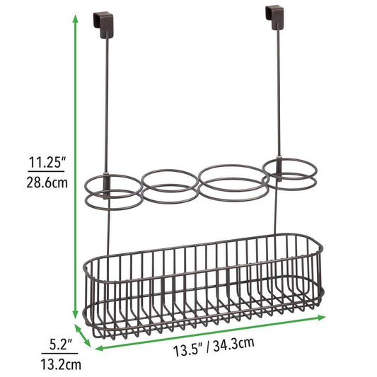Order now over door bathroom hair care styling tool organizer storage basket for hair dryer flat iron curling wand hair straighteners brushes hang inside or outside cabinet doors bronze