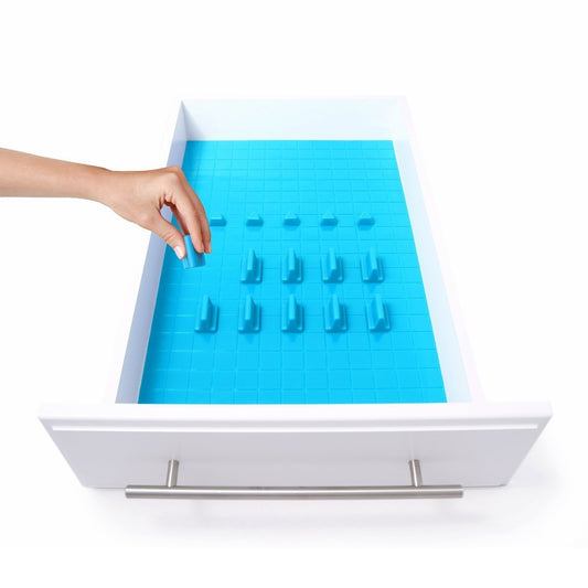 New kmn home dd00370 drawerdecor customizable organizer drawer and shelf cabinet liners non slip and easy clean deluxe starter kit 16 piece sky blue