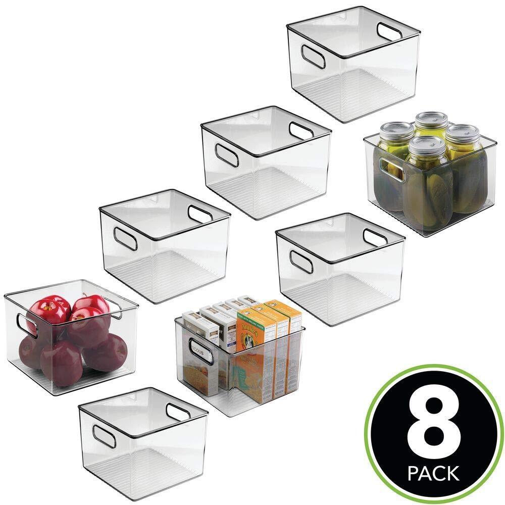 Related plastic food storage container bin with handles for kitchen pantry cabinet fridge freezer cube organizer for snacks produce vegetables pasta bpa free 8 pack clear