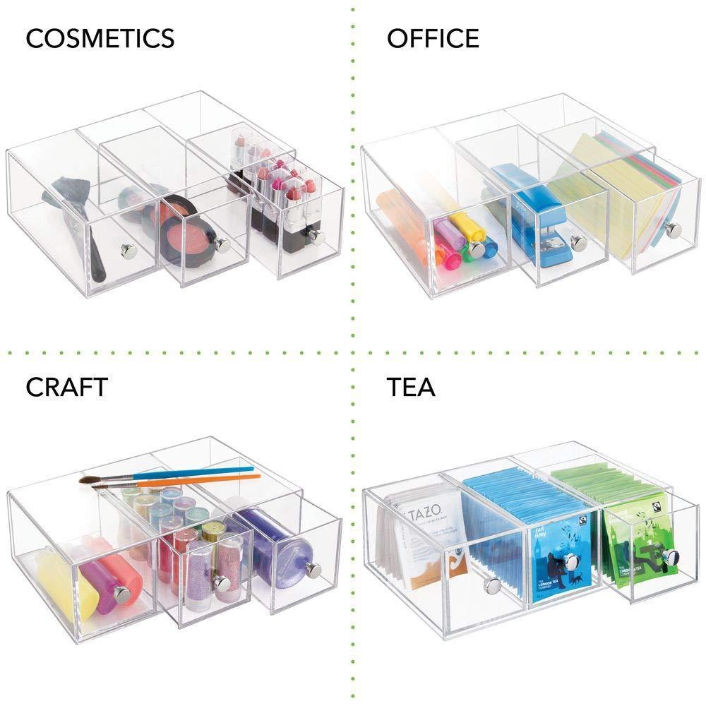 Shop here plastic kitchen pantry cabinet countertop organizer storage station with 3 drawers for coffee tea sugar packets sweeteners creamers drink pods packets 4 pack clear