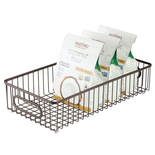Purchase extra long household metal drawer organizer tray storage organizer bin basket built in handles for kitchen cabinets drawers pantry closet bedroom bathroom 8 wide 4 pack bronze