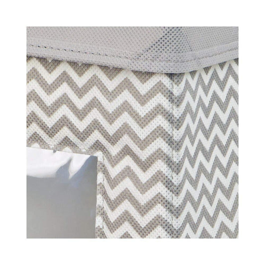 Best seller decorative soft stackable fabric office storage organizer holder bin box container clear window lid for cabinets drawers desks workspace large foldable chevron print 6 pack taupe