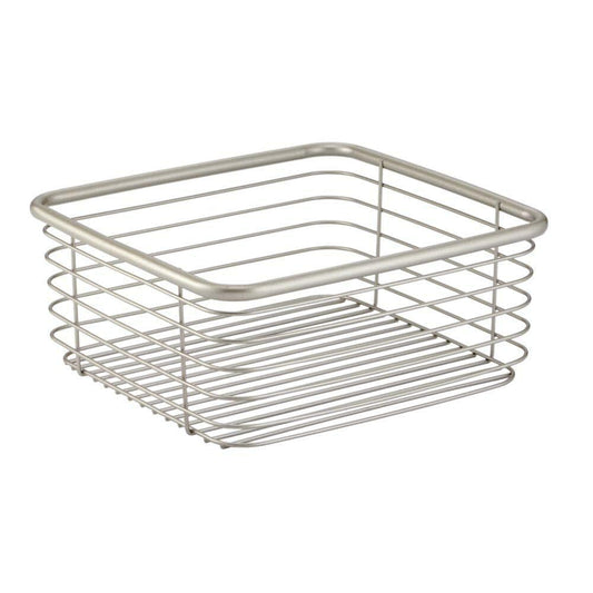 Organize with modern bathroom metal wire metal storage organizer bins baskets for vanity towels cabinets shelves closets pantry kitchens home office 9 75 square 4 pack satin