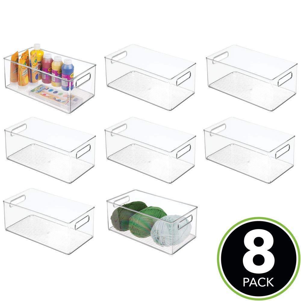 Purchase large plastic storage organizer bin holds crafting sewing art supplies for home classroom studio cabinet or closet great for kids craft rooms 14 5 long 8 pack clear