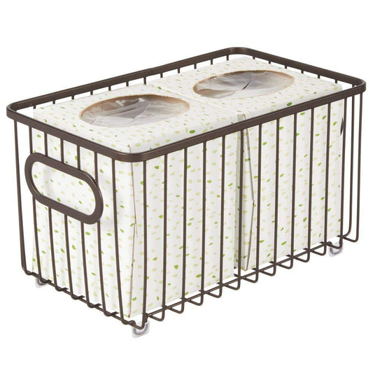 Discover the best metal bathroom storage organizer basket bin modern wire grid design for organization in cabinets shelves closets vanity countertops bedrooms under sinks 4 pack bronze