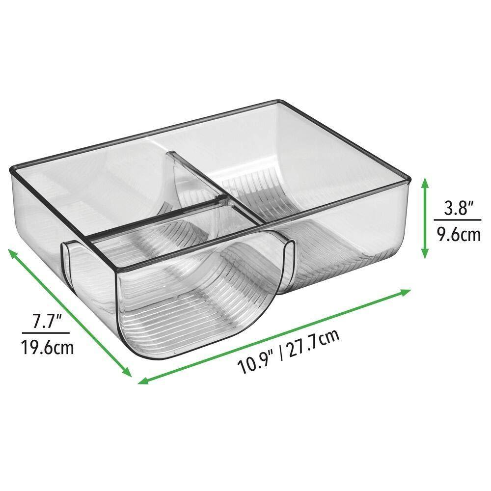 Results food storage container lid holder 3 compartment plastic organizer bin for organization in kitchen cabinets cupboards pantry shelves 2 pack smoke gray