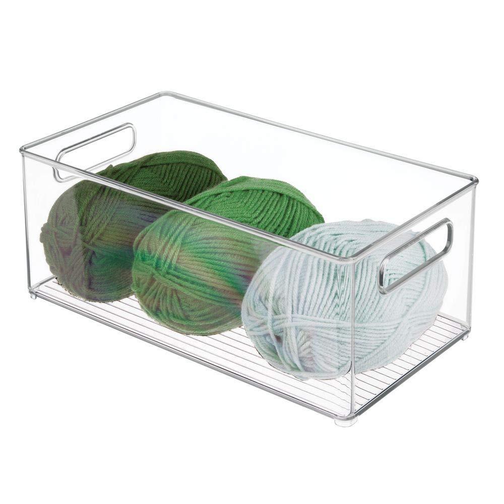 Order now large plastic storage organizer bin holds crafting sewing art supplies for home classroom studio cabinet or closet great for kids craft rooms 14 5 long 8 pack clear