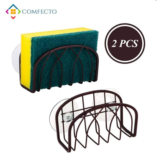 CHRISTMAS GIFT Top Sponge Holder | 2pcs Sink Caddy with Plastic Suction Cups | Wire Basket Design for Sanitary Drying | Durable Carbon Alloy Material | Kitchen Sink Organizer for Sponge Scrubber Brush