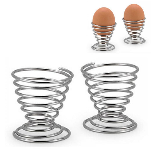 TXIN Set of 6 Stainelss Steel Spring Wire Egg Cup, Boiled Egg Tray Eggs Holder Stand Storage Makeup Sponge Holder