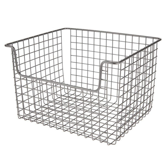 Related farmhouse decor metal storage organizer basket vintage grid style for organizing closets shelves cabinets in bedrooms bathrooms entryways hallways 12 wide 8 pack graphite gray