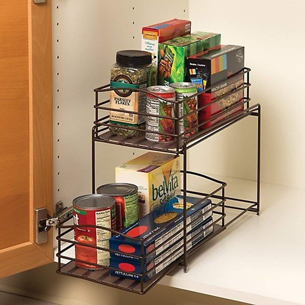 Cheap seville classics 2 tier sliding basket drawer kitchen counter and cabinet organizer bronze
