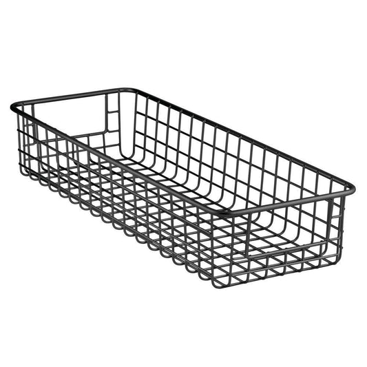 Top household wire drawer organizer tray storage organizer bin basket built in handles for kitchen cabinets drawers pantry closet bedroom bathroom 16 x 6 x 3 4 pack matte black