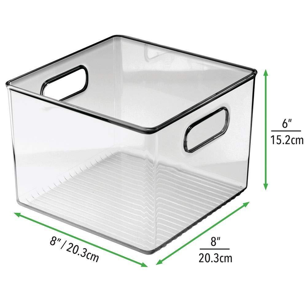Organize with plastic food storage container bin with handles for kitchen pantry cabinet fridge freezer cube organizer for snacks produce vegetables pasta bpa free 8 pack clear