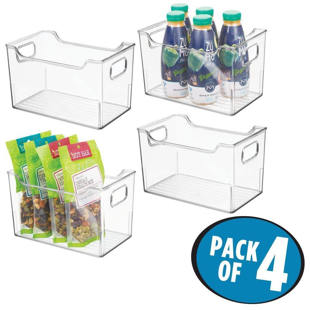 Shop for plastic kitchen pantry cabinet refrigerator or freezer food storage bins with handles organizer for fruit yogurt snacks pasta bpa free 10 long 4 pack clear