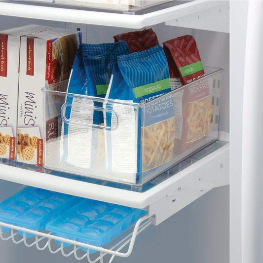 Budget friendly deep plastic kitchen storage organizer container bin with handles for pantry cabinets shelves refrigerator freezer bpa free 14 5 long 8 pack clear
