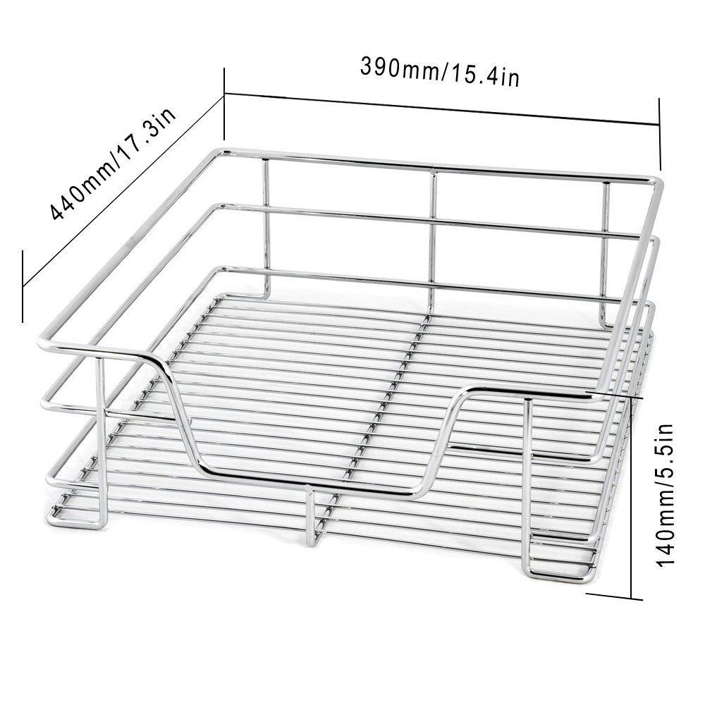 Select nice evergohome roll out kitchen cabinet organizer adjustable chrome pull out cabinet organizer heavy duty side mount single sliding shelf suitable for 20 inches wide kitchen cabinet external