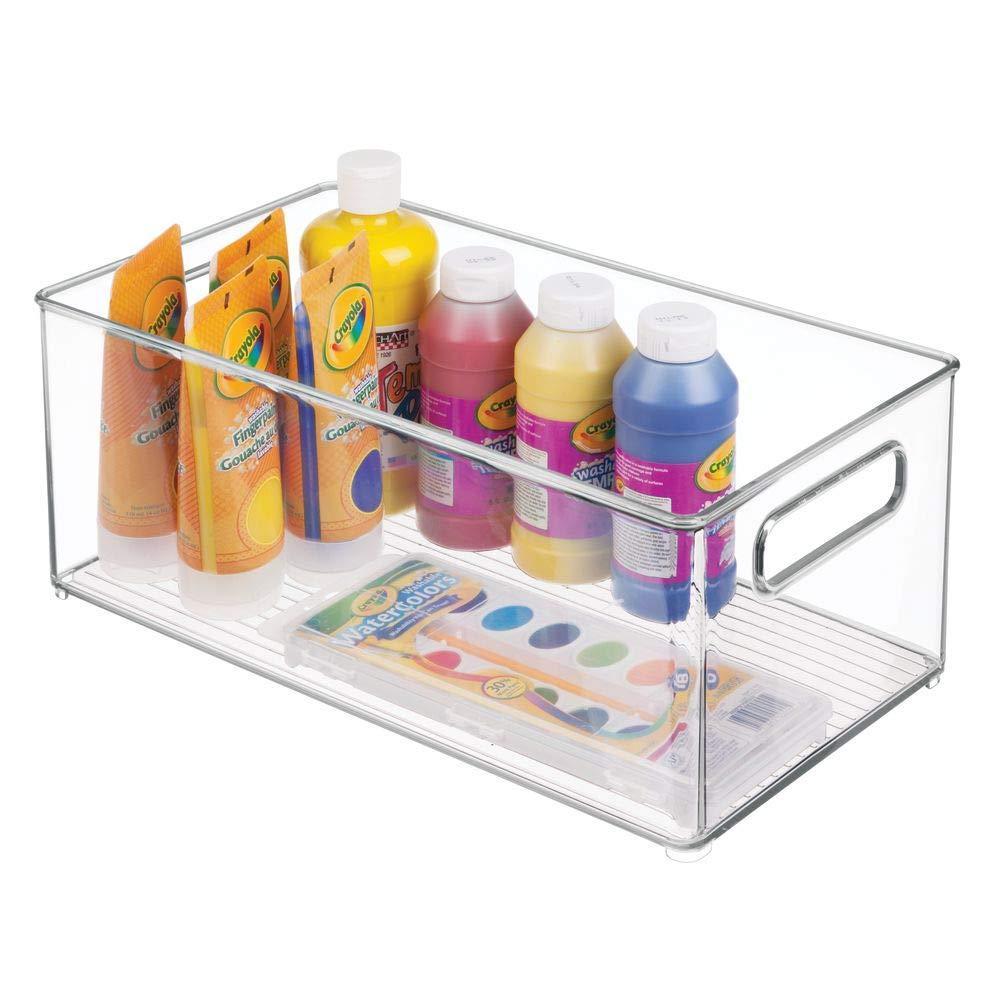 Try largeplastic storage organizer bin holds crafting sewing art supplies for home classroom studio cabinet or closet great for kids craft rooms 14 5 long 4 pack clear