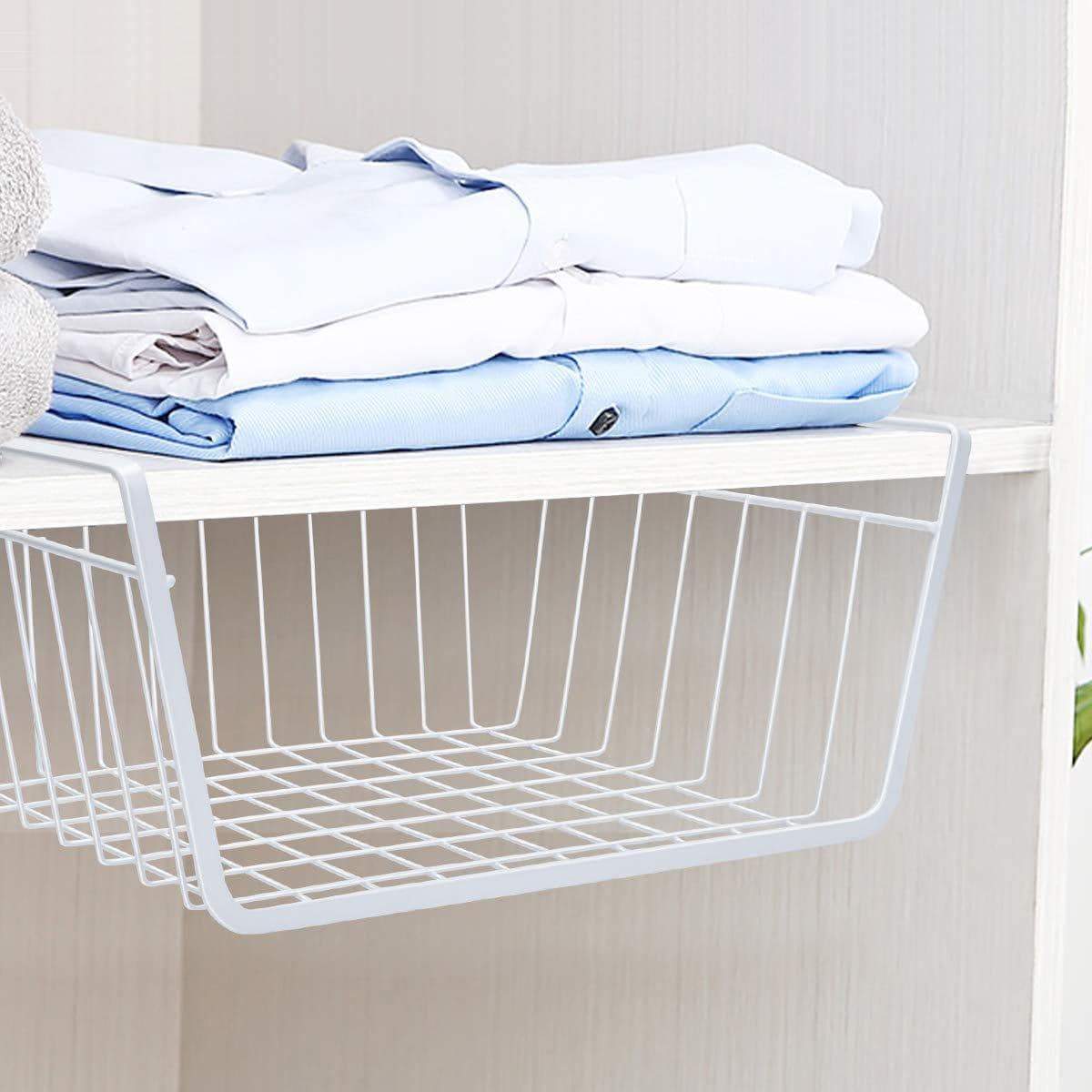 Buy now homeideas 4 pack under shelf basket white wire rack slides under shelves storage basket for kitchen pantry cabinet