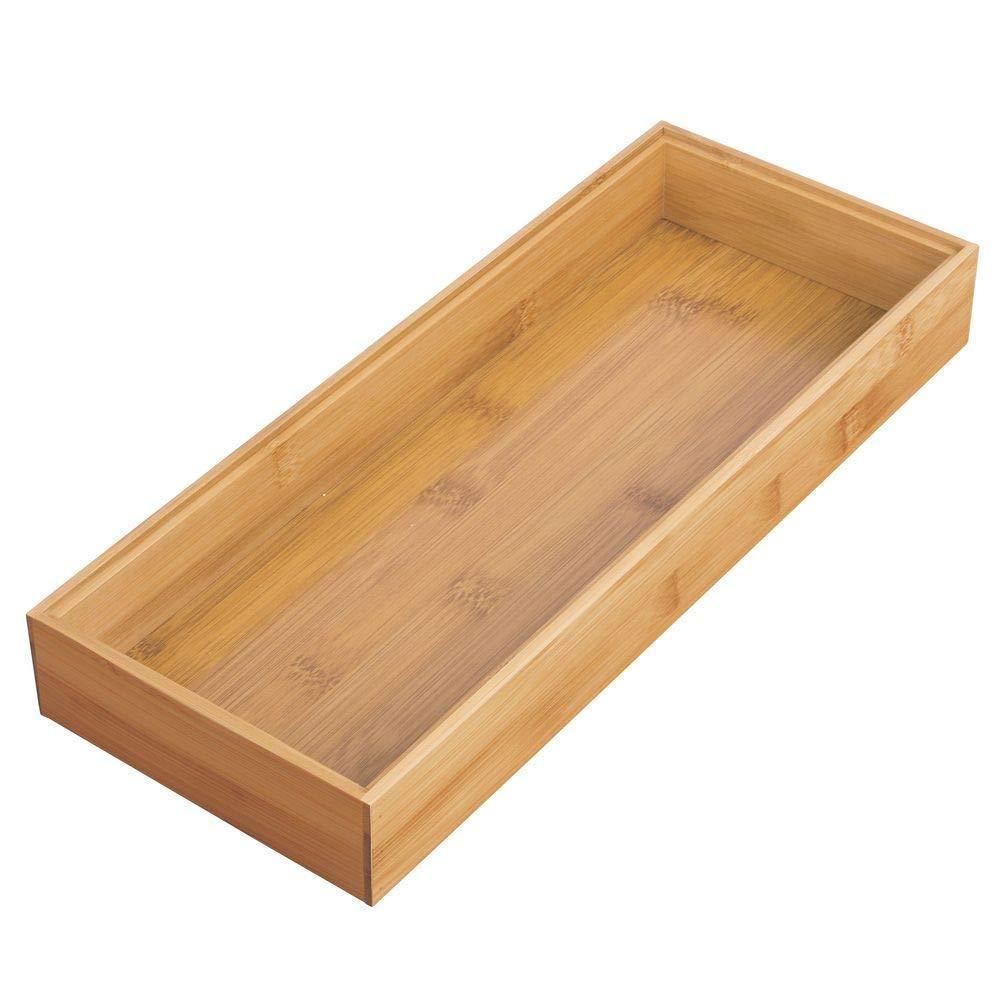 Home bamboo kitchen cabinet drawer organizer stackable tray bin eco friendly multipurpose use in drawers on countertops shelves or in pantry 15 long 6 pack natural wood finish