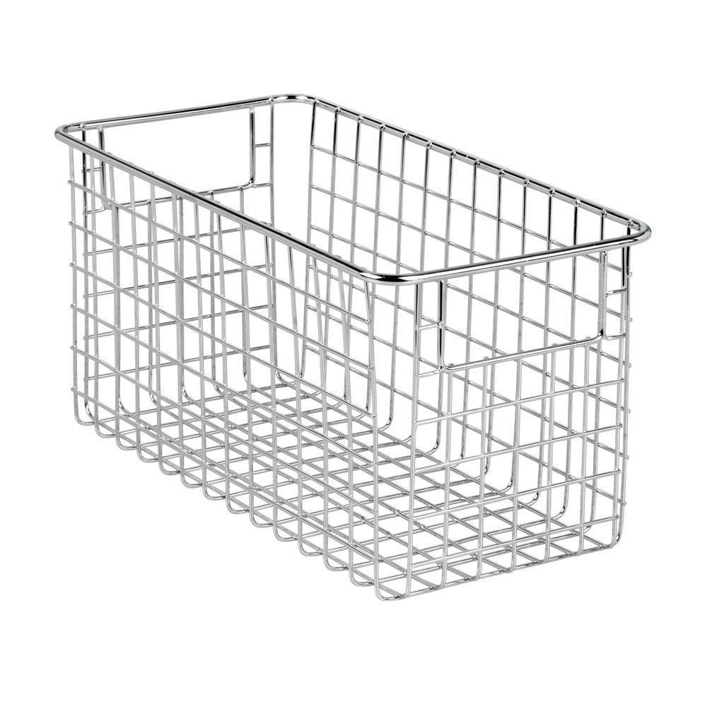 Products farmhouse decor metal wire food storage organizer bin basket with handles for kitchen cabinets pantry bathroom laundry room closets garage 12 x 6 x 6 8 pack chrome