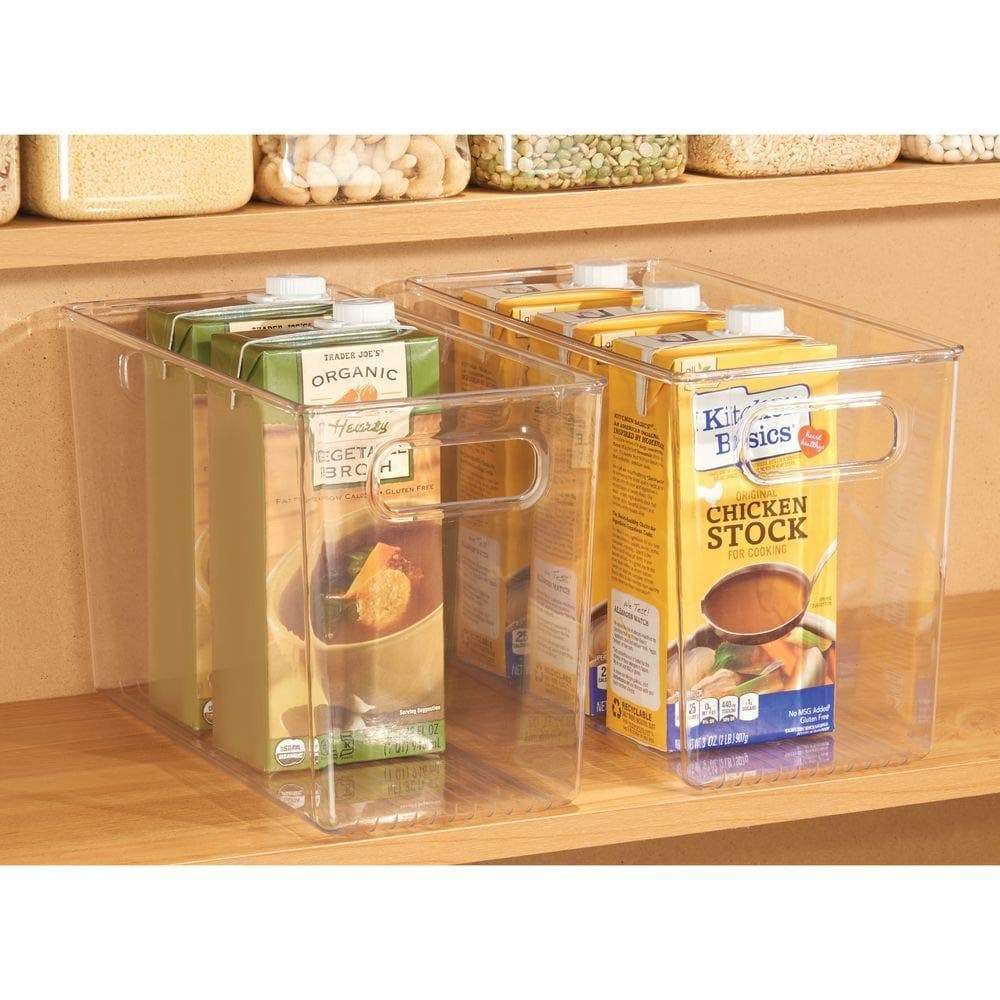 Shop here plastic food storage container bin with handles for kitchen pantry cabinet fridge freezer narrow for snacks produce vegetables pasta bpa free food safe 12 pack clear