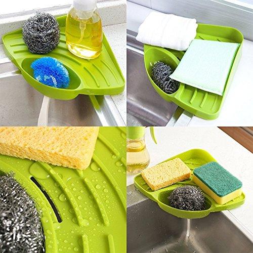 GreenSun(TM) Kitchen Sink Corner Storage Rack Sponge Holder Wall Mounted Dishes drip rack Bathroom Soap Dish Wall Storage Rack