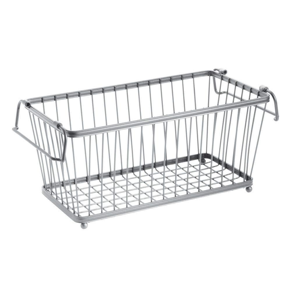 Organize with household stackable metal wire storage organizer bin basket with built in handles for kitchen cabinets pantry closets bedrooms bathrooms 12 5 wide 6 pack silver