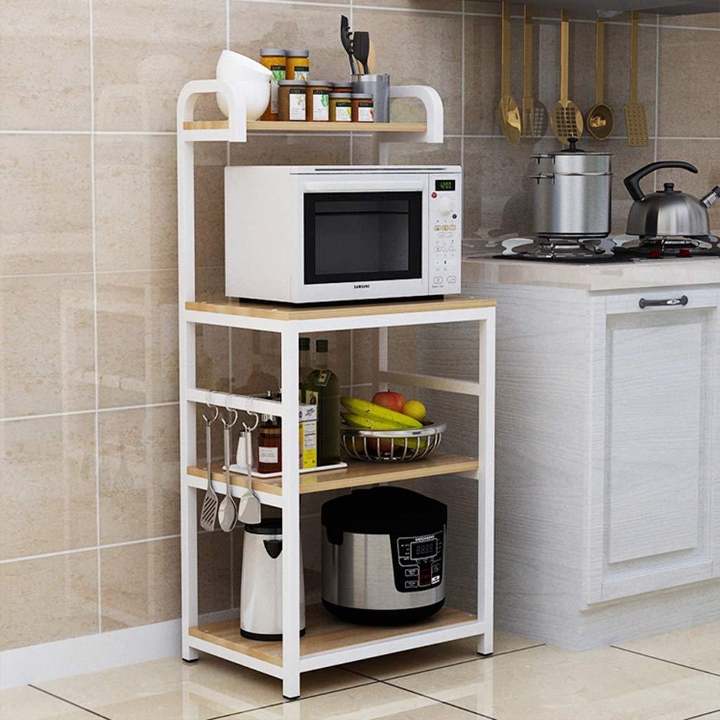 Online shopping shelf microwave oven storage rack kitchen tableware shelves counter and cabinet 4 layer white color white size 132cm