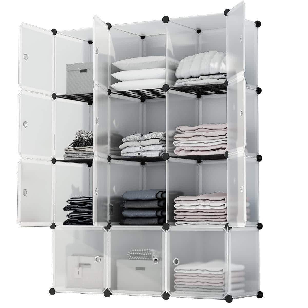 Home kousi portable storage cube cube organizer cube storage shelves cube shelf room organizer clothes storage cubby shelving bookshelf toy organizer cabinet transparent white 12 cubes