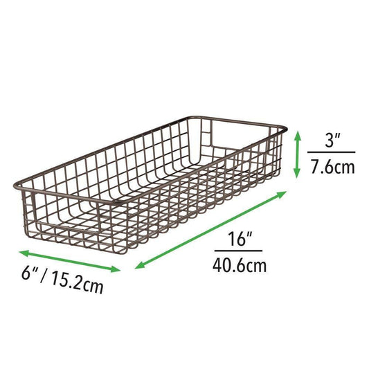 Buy now household wire drawer organizer tray storage organizer bin basket built in handles for kitchen cabinets drawers pantry closet bedroom bathroom 16 x 6 x 3 8 pack bronze