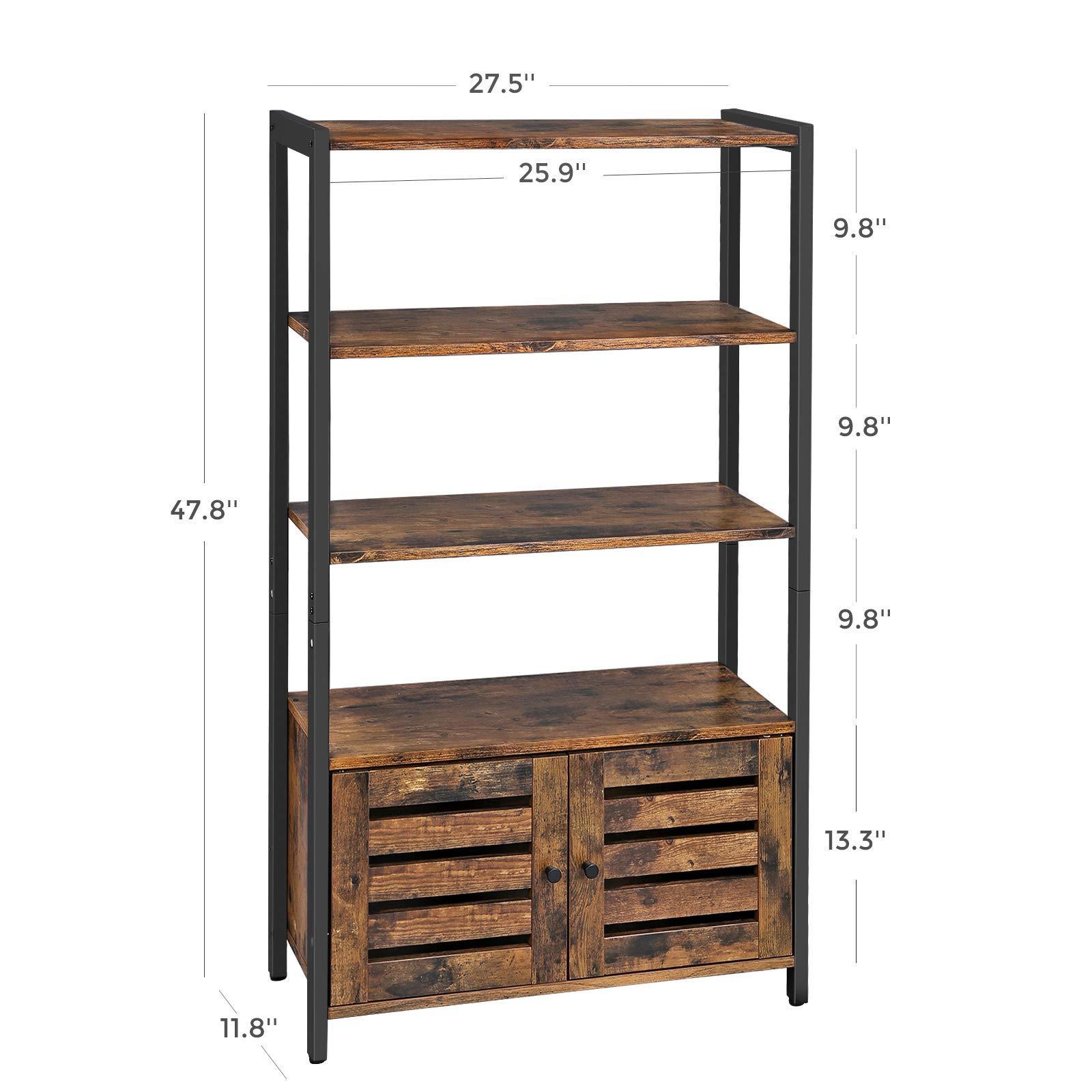 Buy now vasagle industrial storage cabinet bookshelf bookcse bathroom floor cabinet with 3 shelves and 2 shutter doors in living room study bedroom multifunctional rustic brown ulsc75bx