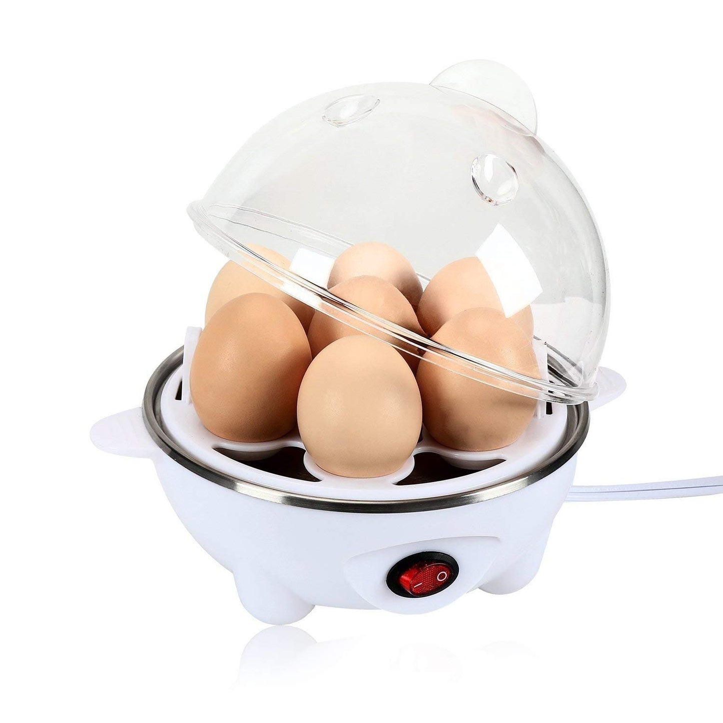 Egg Cooker，Electric Egg Maker with Measuring Cup and Yolk Separation Spoon Steamer Boiler 7 Capacity Automatic Shut Off White