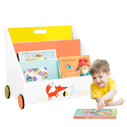 Try labebe kid bookshelf wood small book storage for 1 5 year old 3 shelf bookcase for bedroom book display case white for girl boy 3 tier mobile bookrack with wheels low square book cabinet fox