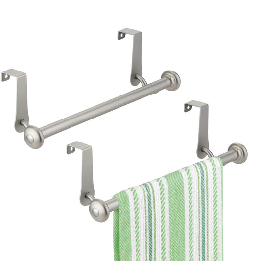 Best vintage metal decorative kitchen sink over cabinet steel metal towel bars storage and organization drying rack for hanging hand dish tea towels 10 5 wide pack of 2 satin