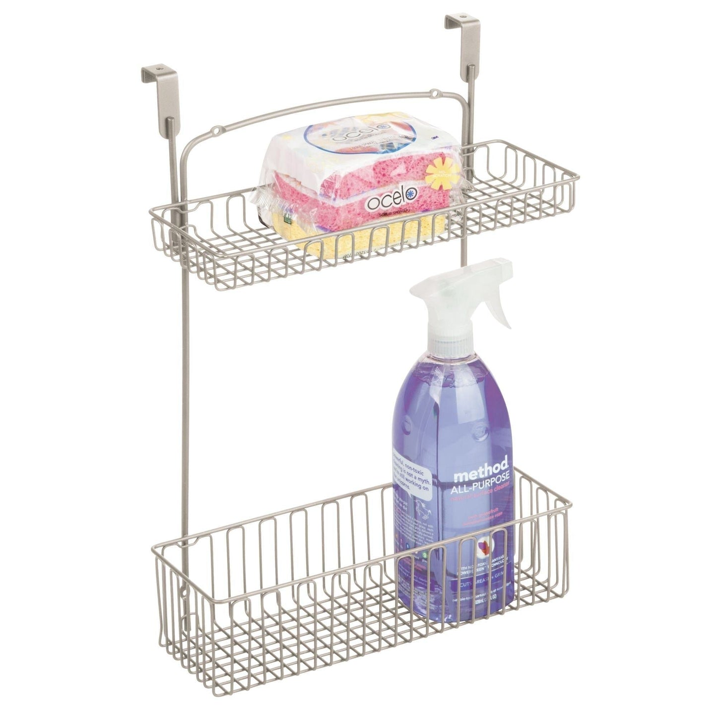 Order now metal farmhouse over cabinet kitchen storage organizer holder or basket hang over cabinet doors in kitchen pantry holds dish soap window cleaner sponges satin