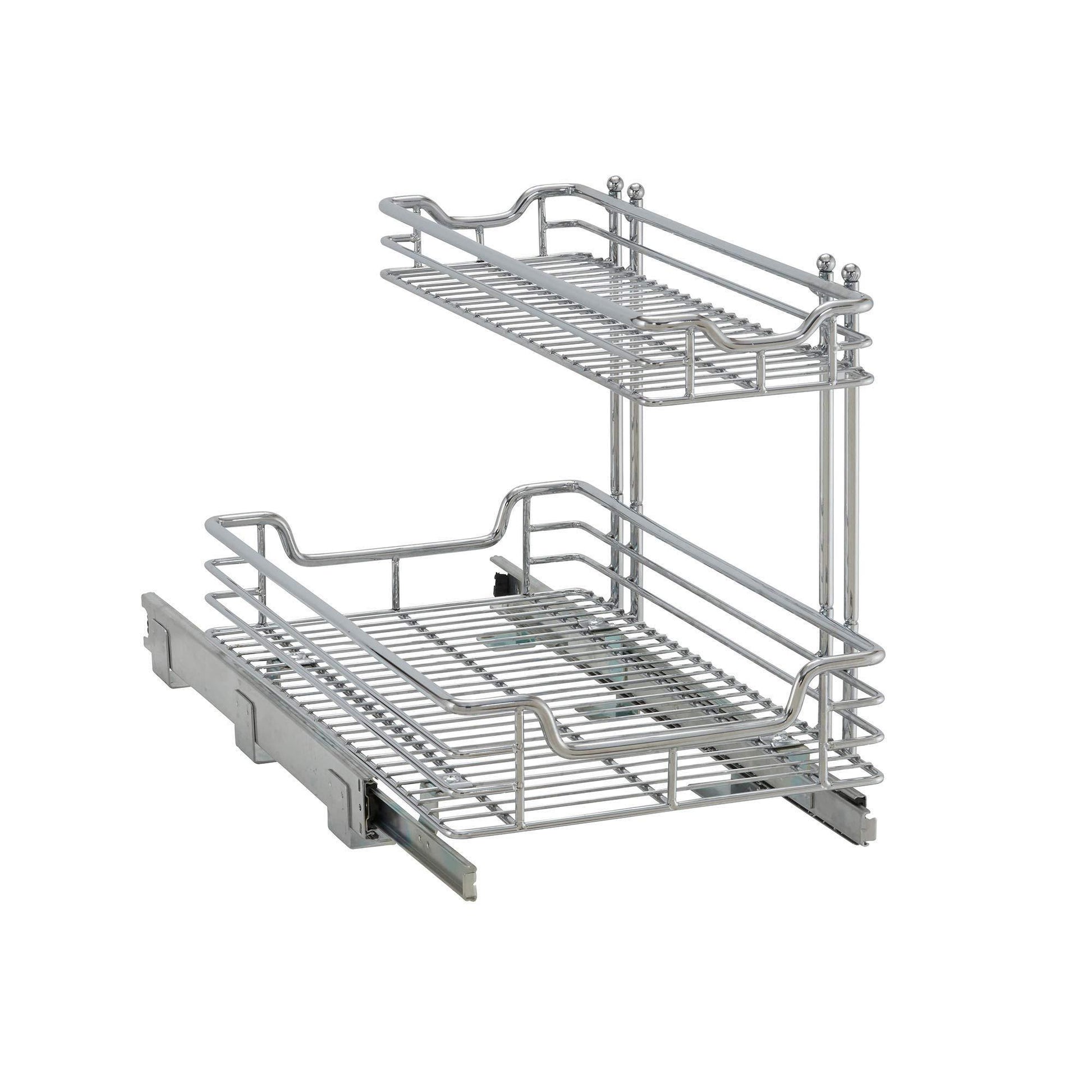 Amazon best household essentials c42621 1 glidez 2 tier undersink cabinet organizer pull out shelves for storage 21 in d x 12 2 in w x 15 5 in h chrome wire deep silver