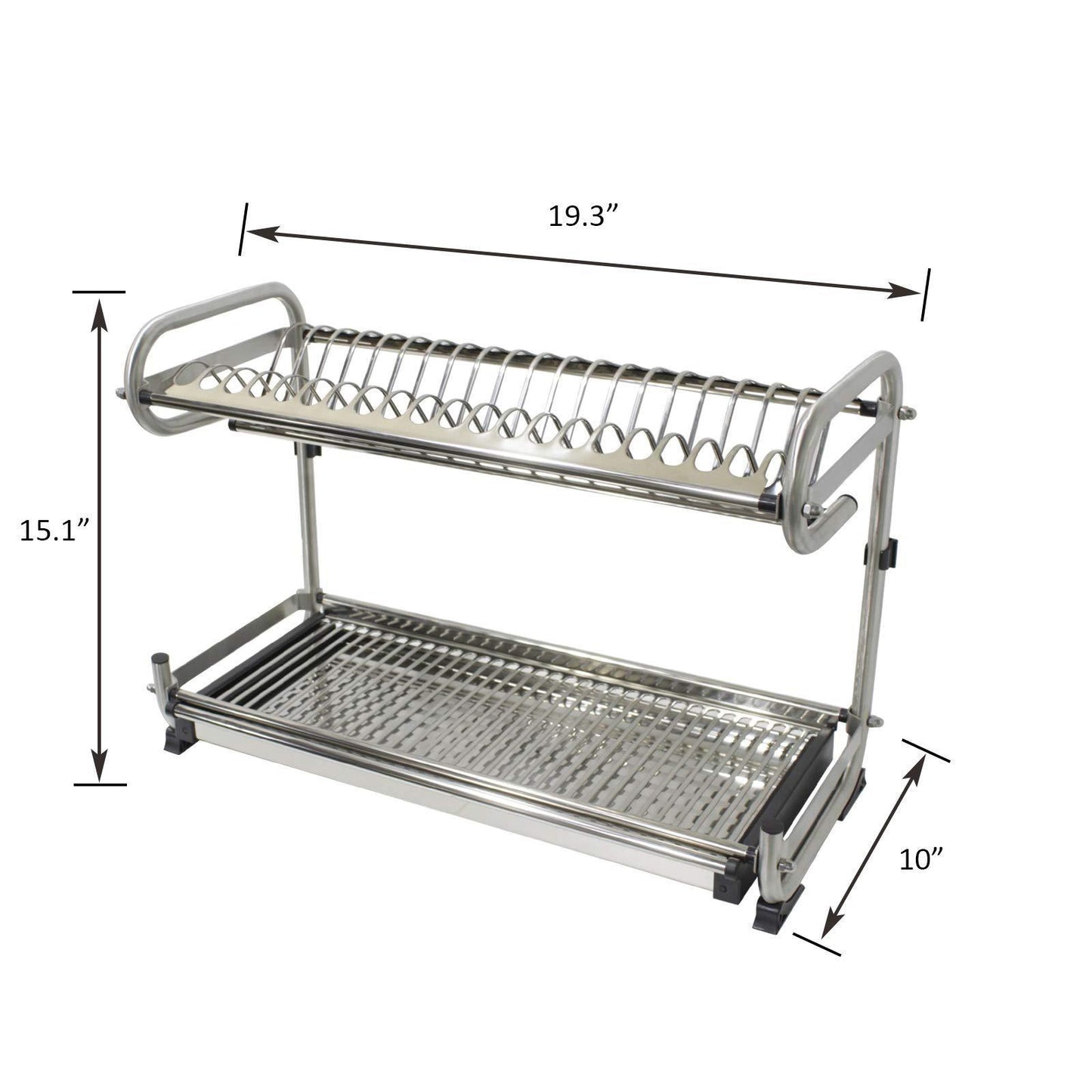 Organize with 2 tier kitchen cabinet dish rack 19 3 wall mounted stainless steel dish rack steel dishes drying rack plates organizer rubber leg protector with drain board