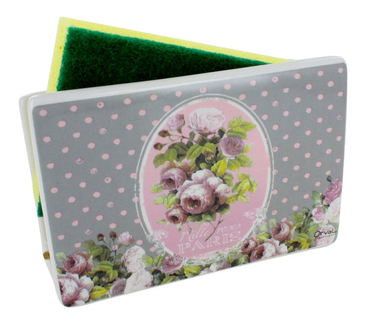 Ceramic Sponge Holder, French Vintage Design"Mille Roses Paris"