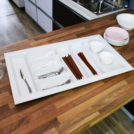 Amazon 8 compartments cutlery tray insert utensil drawer divider organiser 900mm width cabinet abs plastic gray adjustable