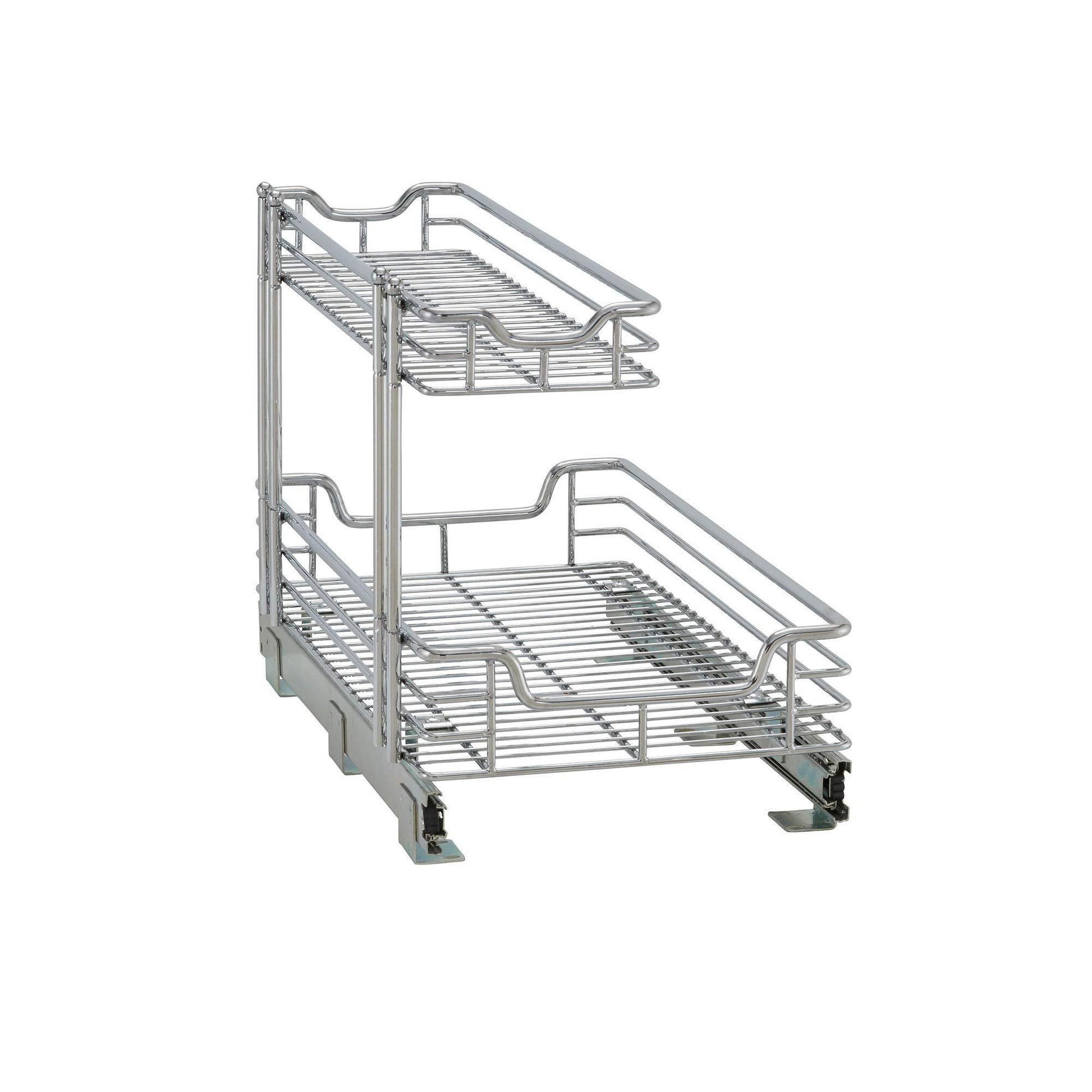 Amazon household essentials c42621 1 glidez 2 tier undersink cabinet organizer pull out shelves for storage 21 in d x 12 2 in w x 15 5 in h chrome wire deep silver