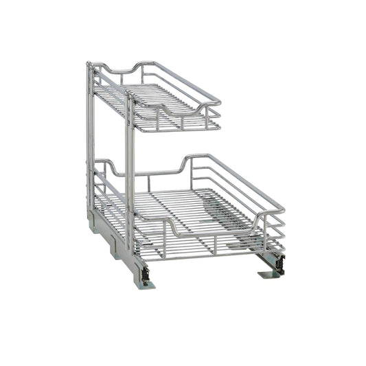 Amazon household essentials c42621 1 glidez 2 tier undersink cabinet organizer pull out shelves for storage 21 in d x 12 2 in w x 15 5 in h chrome wire deep silver