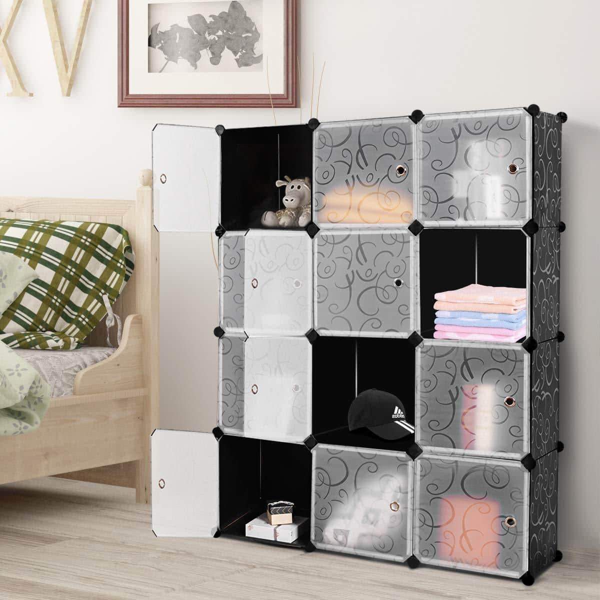 Products tangkula diy storage cubes portable clothes closet wardrobe cabinet bedroom armoire diy storage organizer closet 12 cubes