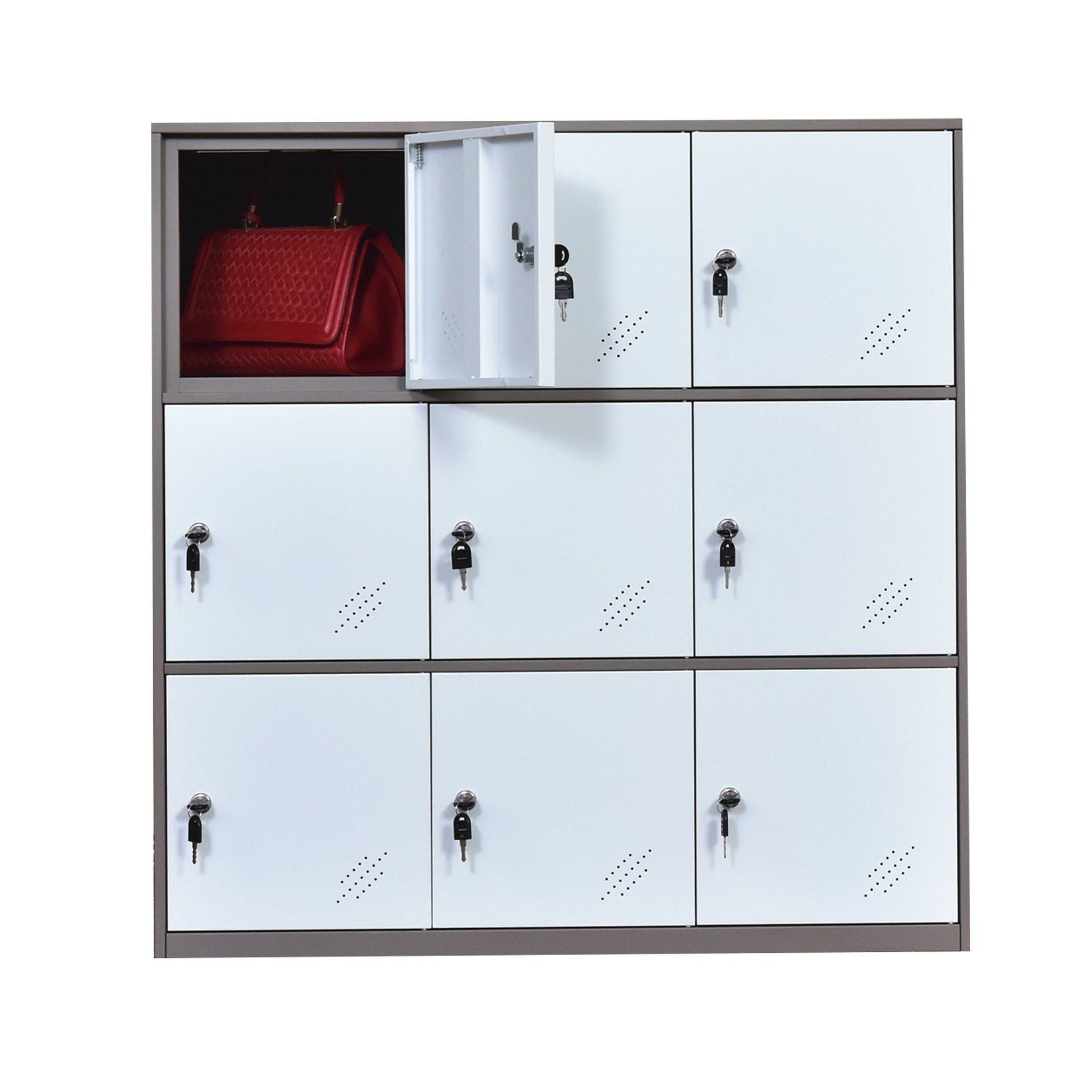 Metal Locker Storage Organizer Cabinet + 9 Doors For Office School