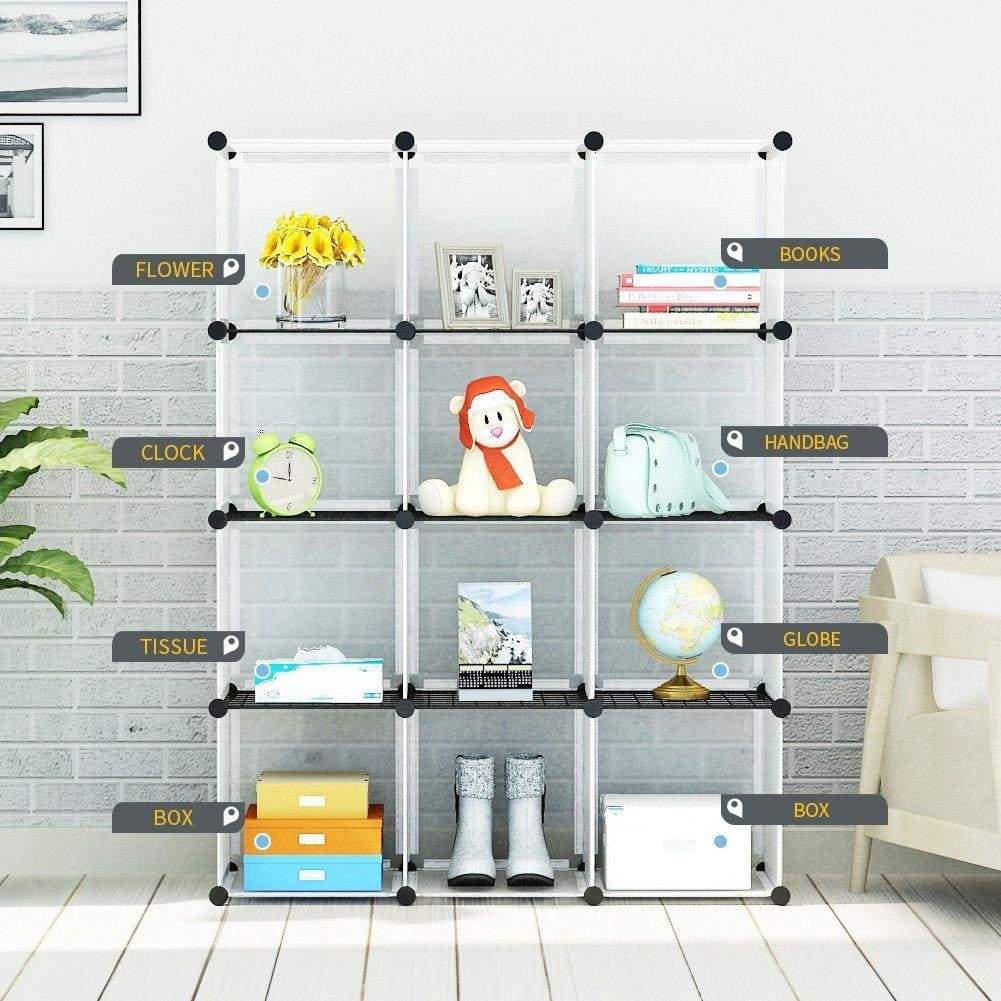 Order now kousi portable storage cube cube organizer cube storage shelves cube shelf room organizer clothes storage cubby shelving bookshelf toy organizer cabinet transparent white 12 cubes