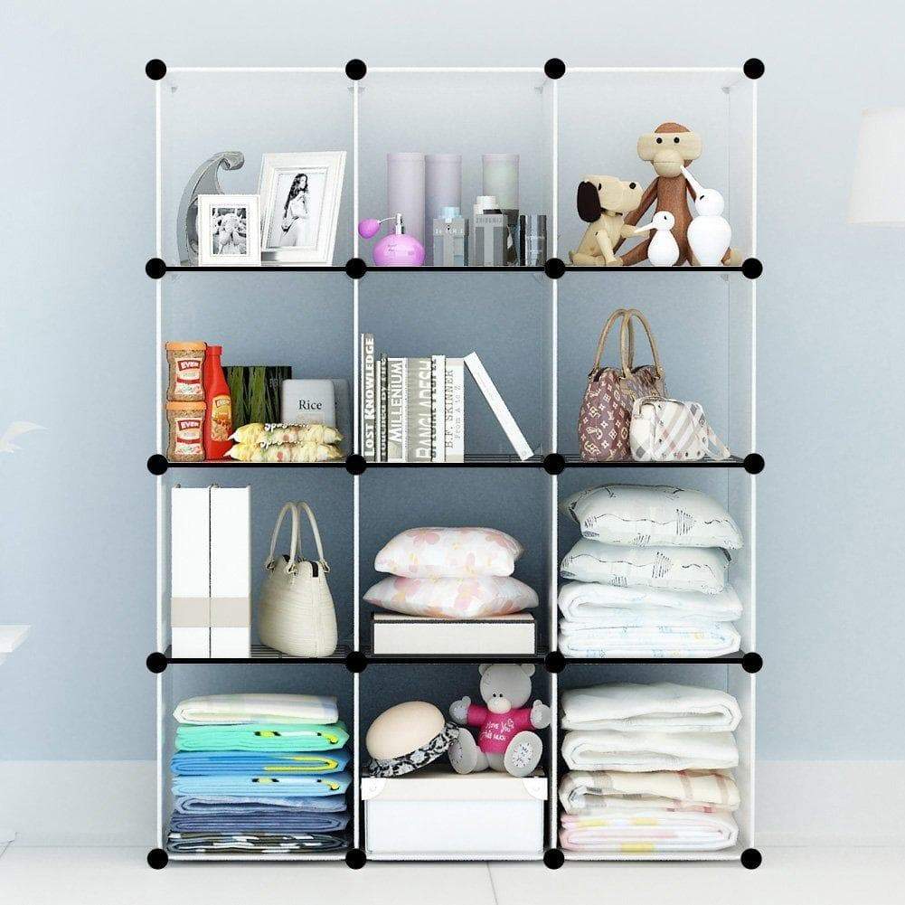 Online shopping kousi portable storage cube cube organizer cube storage shelves cube shelf room organizer clothes storage cubby shelving bookshelf toy organizer cabinet transparent white 12 cubes