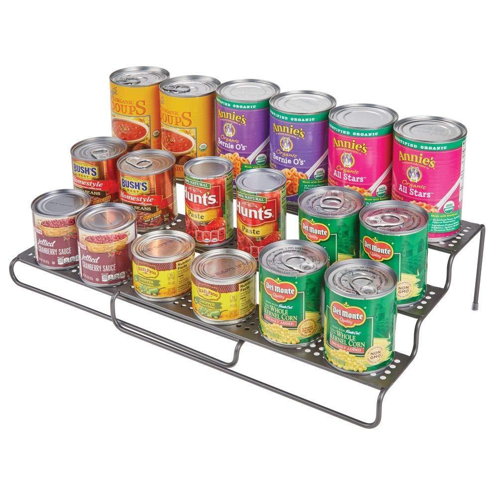 Purchase adjustable expandable kitchen wire metal storage cabinet cupboard food pantry shelf organizer spice bottle rack holder 3 level storage up to 25 wide 2 pack graphite gray